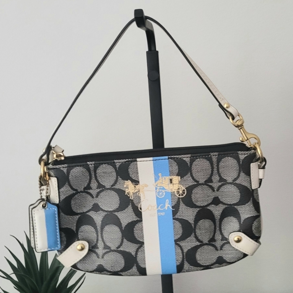 Coach Black and Blue Signature Wristlet - Picture 8 of 8